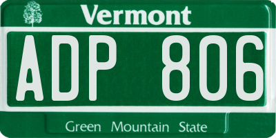 VT license plate ADP806