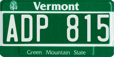 VT license plate ADP815