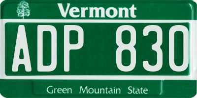 VT license plate ADP830