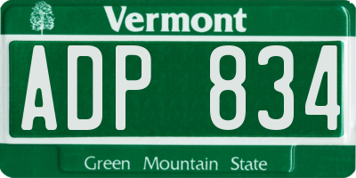 VT license plate ADP834