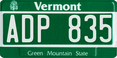 VT license plate ADP835