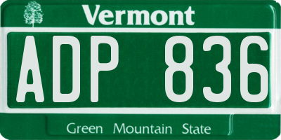 VT license plate ADP836