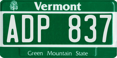 VT license plate ADP837