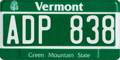 VT license plate ADP838
