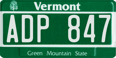 VT license plate ADP847