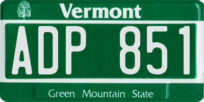 VT license plate ADP851