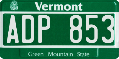 VT license plate ADP853