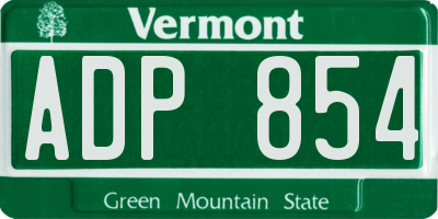 VT license plate ADP854