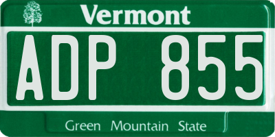 VT license plate ADP855