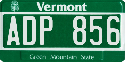 VT license plate ADP856