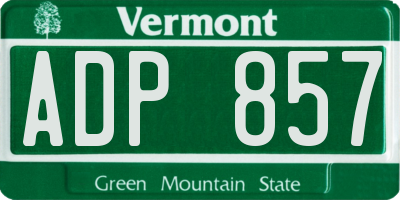 VT license plate ADP857