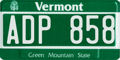 VT license plate ADP858