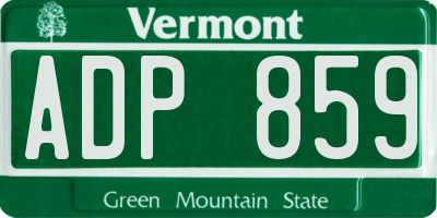 VT license plate ADP859