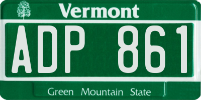 VT license plate ADP861