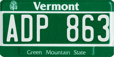 VT license plate ADP863