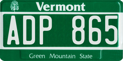 VT license plate ADP865