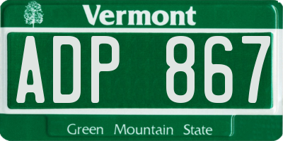VT license plate ADP867