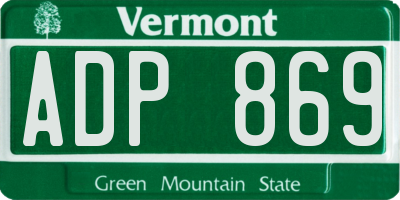VT license plate ADP869