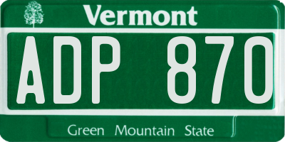 VT license plate ADP870