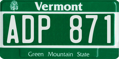 VT license plate ADP871