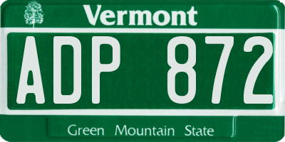 VT license plate ADP872