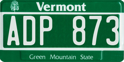 VT license plate ADP873