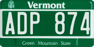 VT license plate ADP874