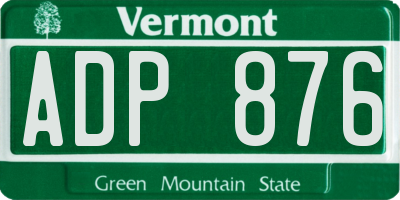 VT license plate ADP876