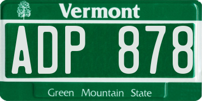 VT license plate ADP878
