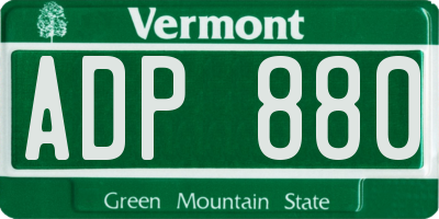 VT license plate ADP880