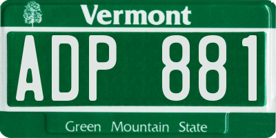VT license plate ADP881