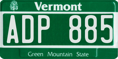 VT license plate ADP885