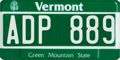 VT license plate ADP889
