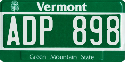 VT license plate ADP898