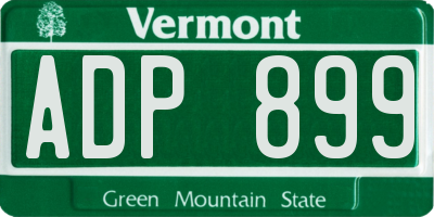 VT license plate ADP899