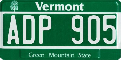 VT license plate ADP905