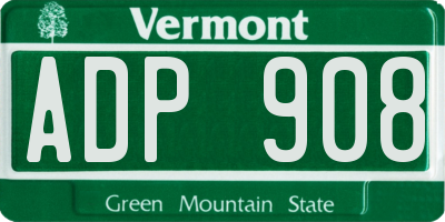 VT license plate ADP908