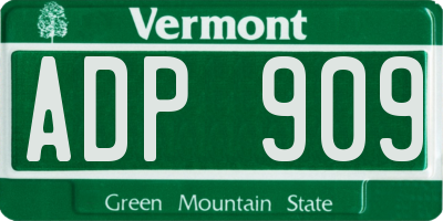 VT license plate ADP909
