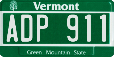 VT license plate ADP911