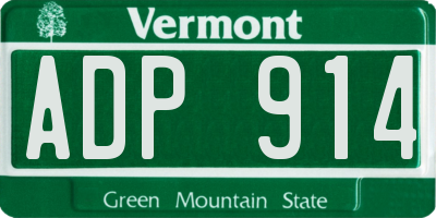 VT license plate ADP914