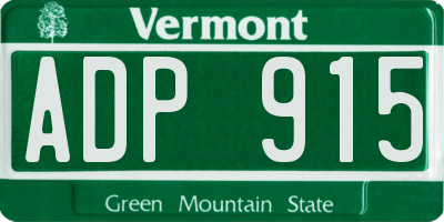 VT license plate ADP915