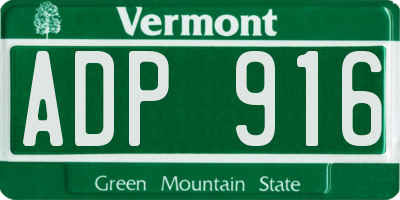 VT license plate ADP916