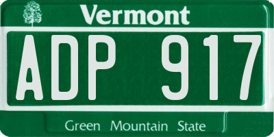 VT license plate ADP917