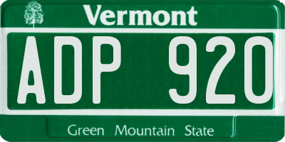 VT license plate ADP920