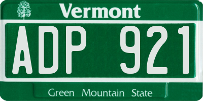 VT license plate ADP921