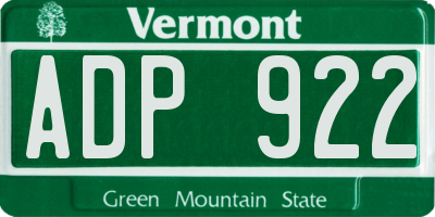 VT license plate ADP922