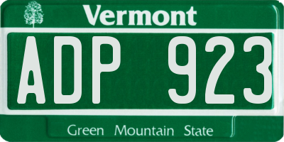 VT license plate ADP923