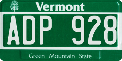 VT license plate ADP928