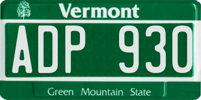 VT license plate ADP930