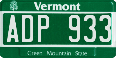VT license plate ADP933